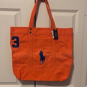 Polo by Ralph Lauren Orange Tote with Blue Logo